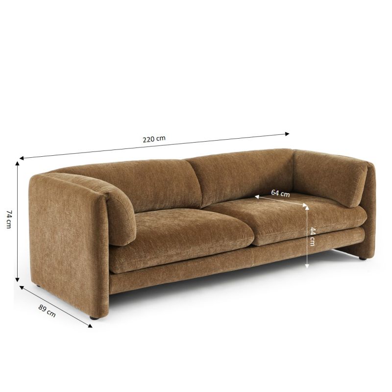 Ensemble canapés droits fixes 3+2 NIKKI velours texturé marron