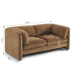 Ensemble canapés droits fixes 3+2 NIKKI velours texturé marron