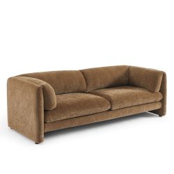 Ensemble canapés droits fixes 3+2 NIKKI velours texturé marron