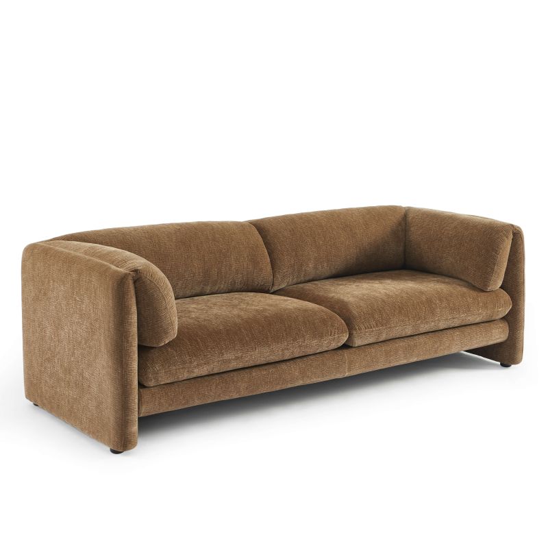 Ensemble canapés droits fixes 3+2 NIKKI velours texturé marron