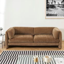 Ensemble canapés droits fixes 3+2 NIKKI velours texturé marron