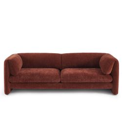 Ensemble canapés droits fixes 3+2 NIKKI velours texturé terracotta