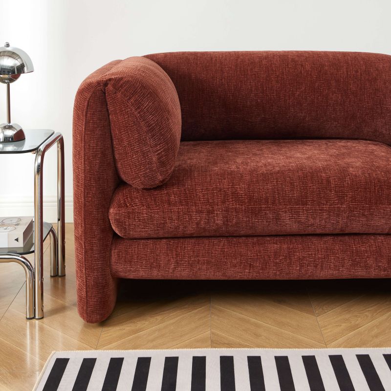 Ensemble canapés droits fixes 3+2 NIKKI velours texturé terracotta