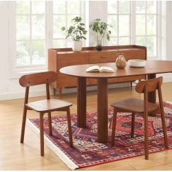 Lot de 4 chaises CELESTE chêne massif couleur noyer et pieds en placage chêne