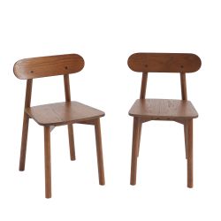 Lot de 4 chaises CELESTE chêne massif couleur noyer et pieds en placage chêne