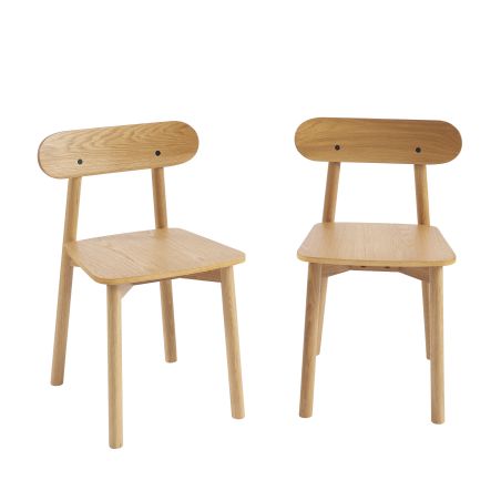 Lot de 4 chaises CELESTE chêne massif et pieds en placage chêne