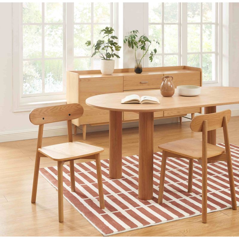 Lot de 4 chaises CELESTE chêne massif et pieds en placage chêne