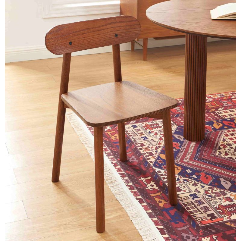 Lot de 6 chaises CELESTE chêne massif couleur noyer et pieds en placage chêne