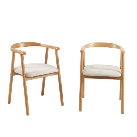 Lot de 4 chaises LORENZ chêne massif et tissu beige