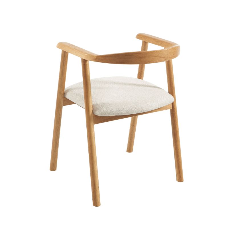 Lot de 4 chaises LORENZ chêne massif et tissu beige