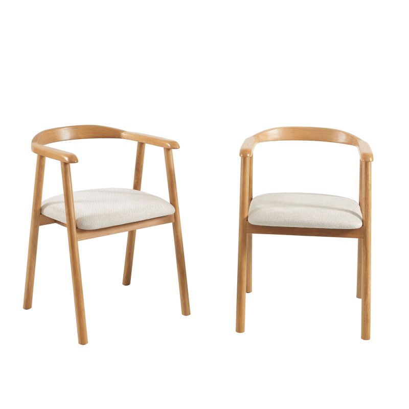 Lot de 6 chaises LORENZ chêne massif et tissu beige