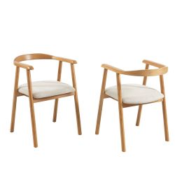 Lot de 6 chaises LORENZ chêne massif et tissu beige