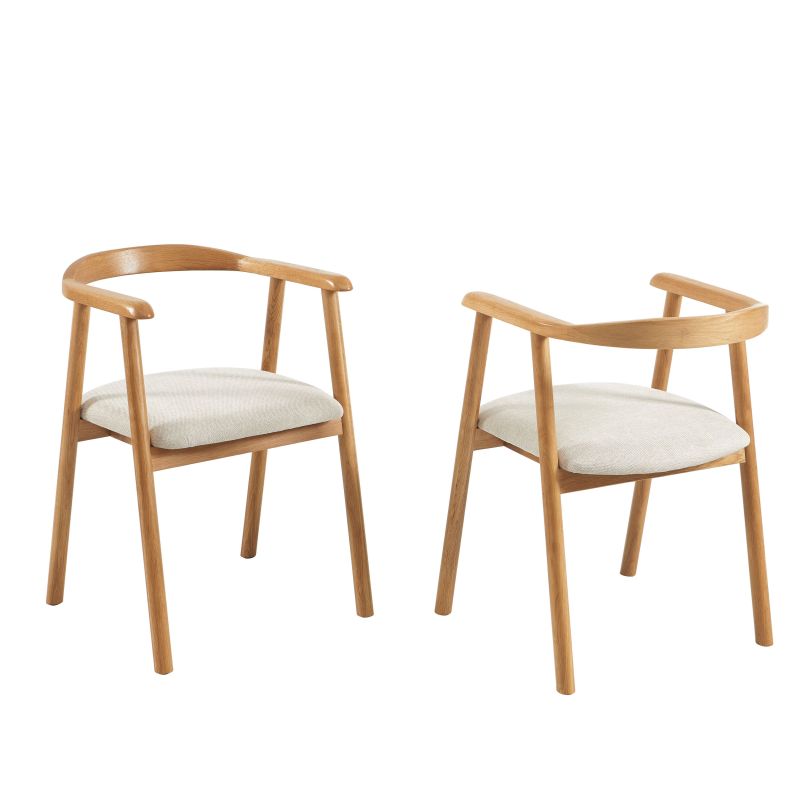 Lot de 6 chaises LORENZ chêne massif et tissu beige