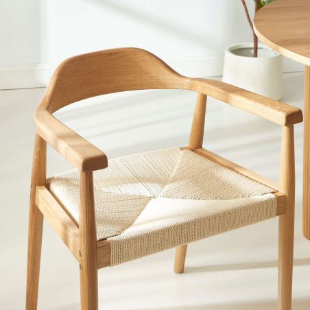 Lot de 4 chaises MARTIE chêne massif et corde