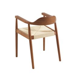Lot de 6 chaises MARTIE chêne massif couleur noyer et corde