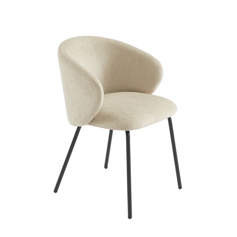 Lot de 4 chaises CASSIE tissu chenille beige et pieds métal noir