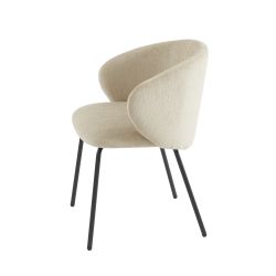 Lot de 6 chaises CASSIE tissu chenille beige et pieds métal noir