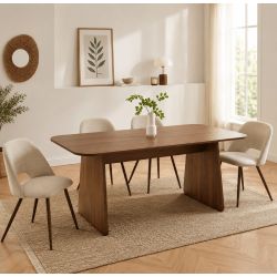 Table à manger LANGO rectangulaire effet noyer 180 cm