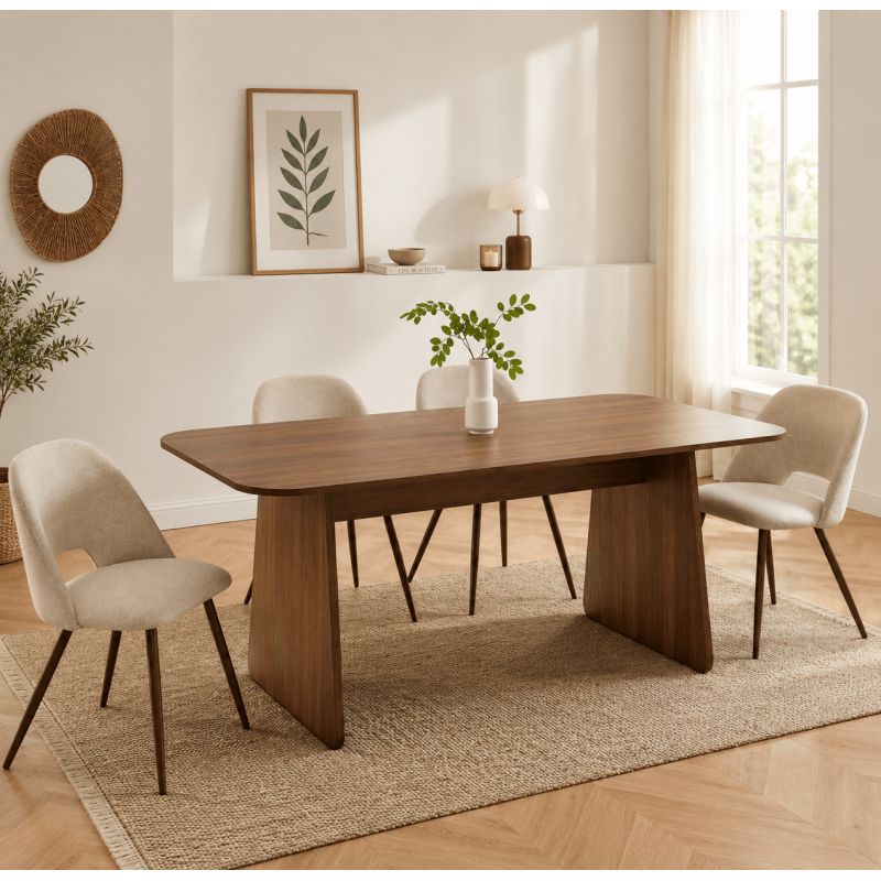 Table à manger LANGO rectangulaire effet noyer 180 cm