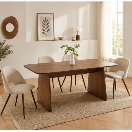 Table à manger LANGO rectangulaire effet noyer 180 cm