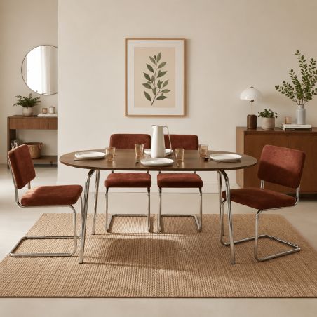 Table à manger VASSI effet noyer 160 cm
