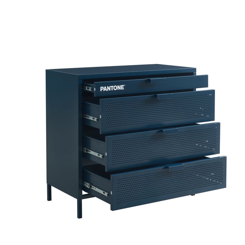 Commode PANTONE 4 tiroirs métal bleu nuit 80cm