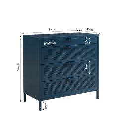 Commode PANTONE 4 tiroirs métal bleu nuit 80cm