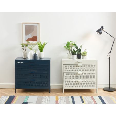 Commode PANTONE 4 tiroirs métal bleu nuit 80cm