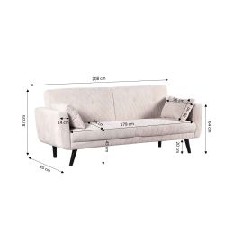 Canapé droit convertible CRENOA 3 places velours côtelé beige