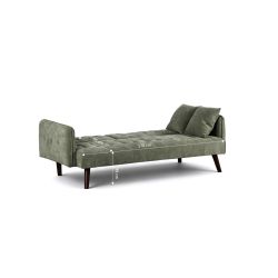 Canapé droit convertible CENOA 3 places tissu chenille tramé vert
