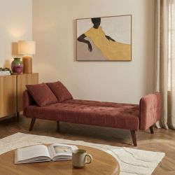 Canapé droit convertible CENOA 3 places tissu chenille tramé brique