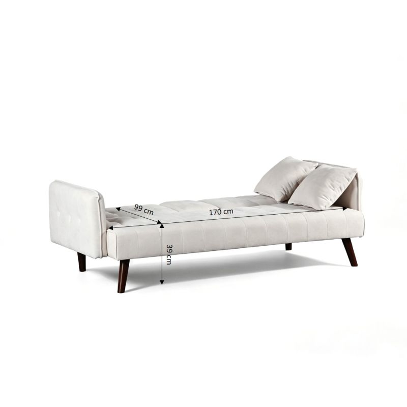 Canapé droit convertible CENOA 3 places tissu chenille tramé beige