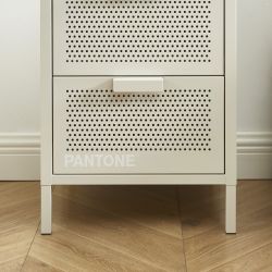 Table de chevet PANTONE métal beige sable double tiroirs 40cm