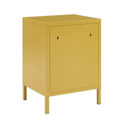 Table de chevet PANTONE métal jaune moutarde double tiroirs 40cm