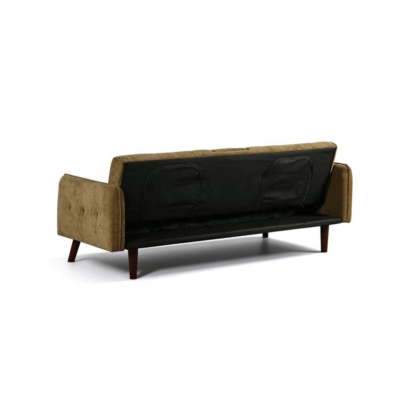 Canapé droit convertible CENOA 3 places tissu chenille tramé marron kaki