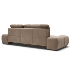 Canapé d'angle droit convertible ALMERA 4 places tissu taupe