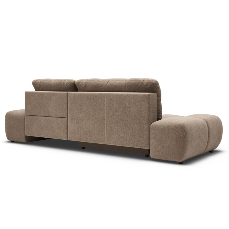 Canapé d'angle droit convertible ALMERA 4 places tissu taupe