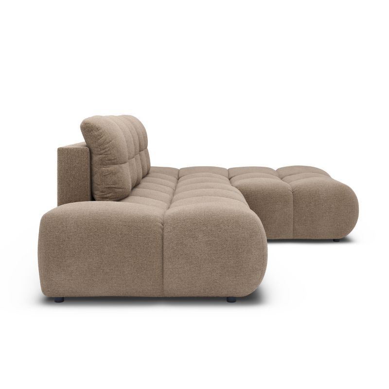 Canapé d'angle droit convertible ALMERA 4 places tissu taupe