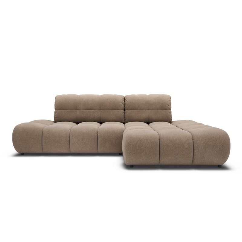 Canapé d'angle droit convertible ALMERA 4 places tissu taupe