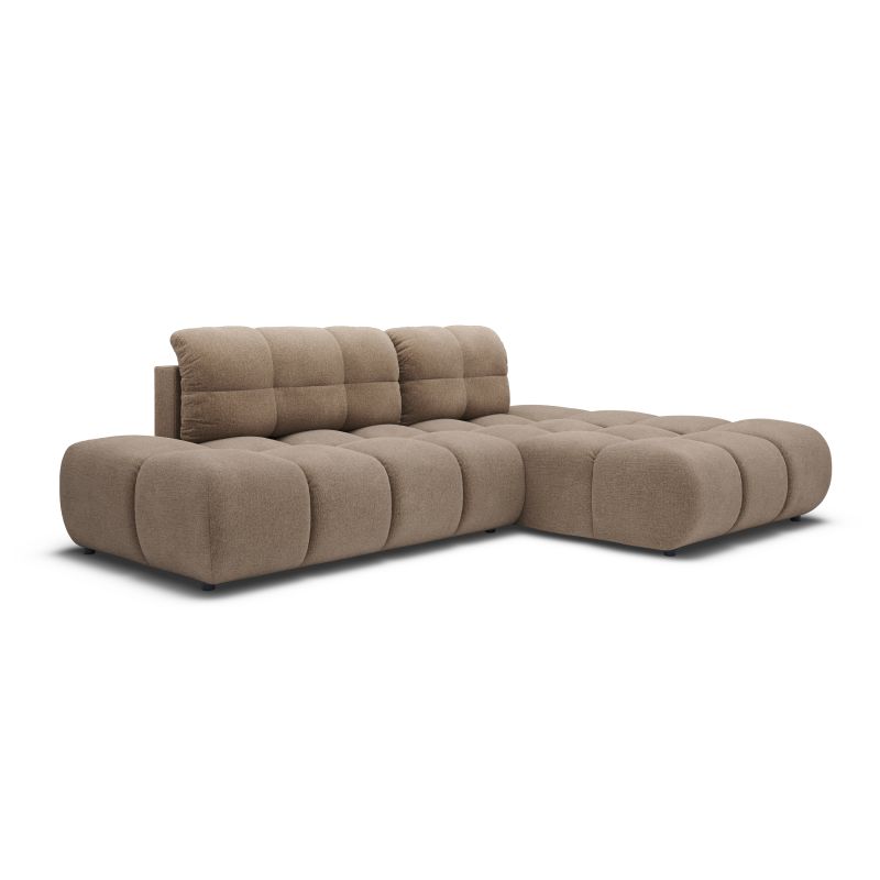 Canapé d'angle droit convertible ALMERA 4 places tissu taupe