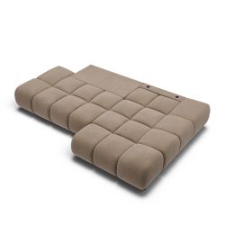 Canapé d'angle droit convertible ALMERA 4 places tissu taupe