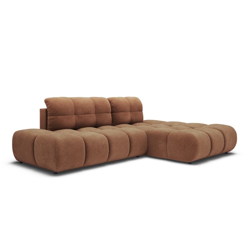 Canapé d'angle droit convertible ALMERA 4 places tissu terracotta