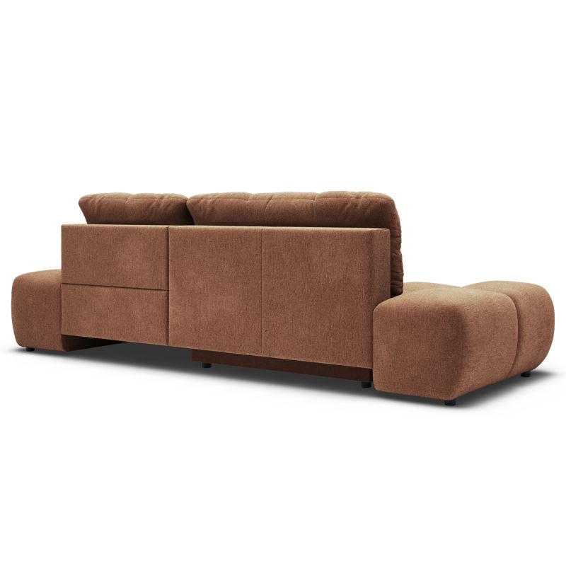 Canapé d'angle droit convertible ALMERA 4 places tissu terracotta