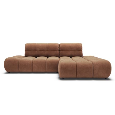 Canapé d'angle droit convertible ALMERA 4 places tissu terracotta