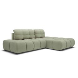 Canapé d'angle droit convertible ALMERA 4 places tissu vert
