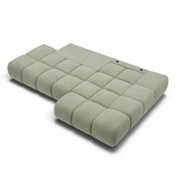 Canapé d'angle droit convertible ALMERA 4 places tissu vert
