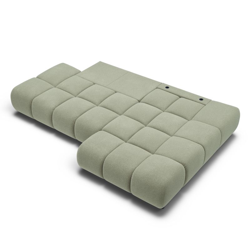 Canapé d'angle droit convertible ALMERA 4 places tissu vert