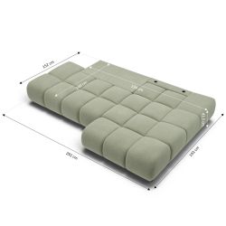 Canapé d'angle droit convertible ALMERA 4 places tissu vert