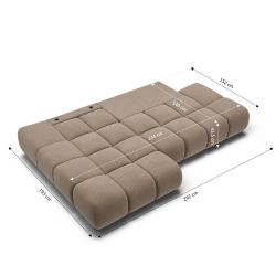 Canapé d'angle gauche convertible ALMERA 4 places tissu taupe