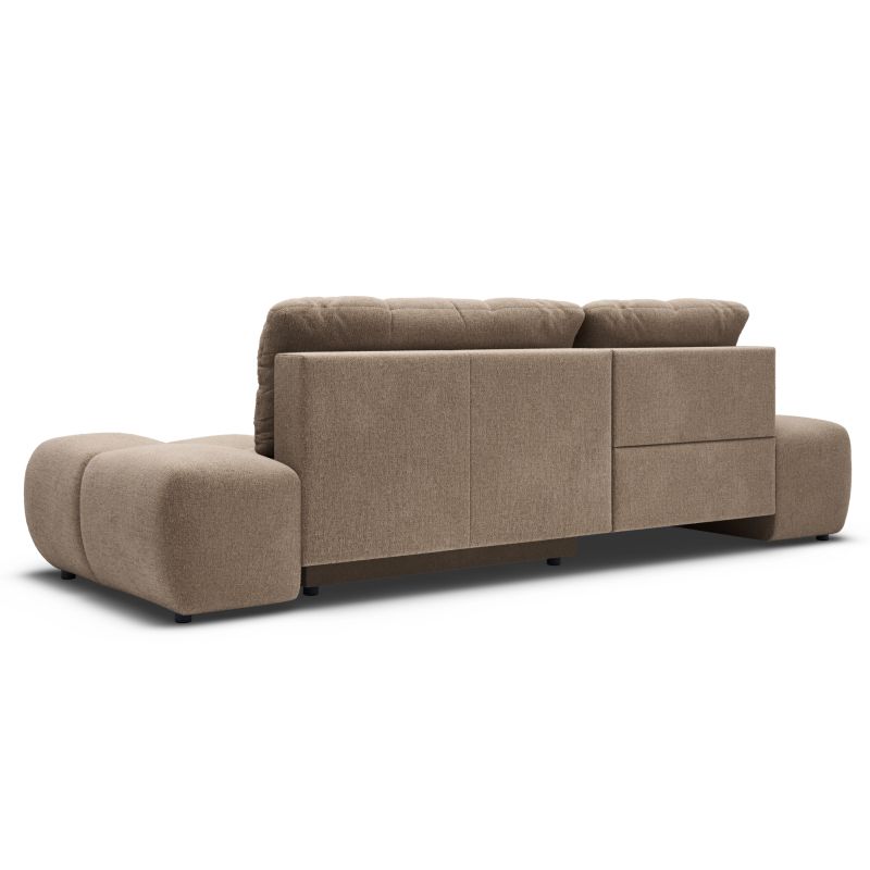 Canapé d'angle gauche convertible ALMERA 4 places tissu taupe